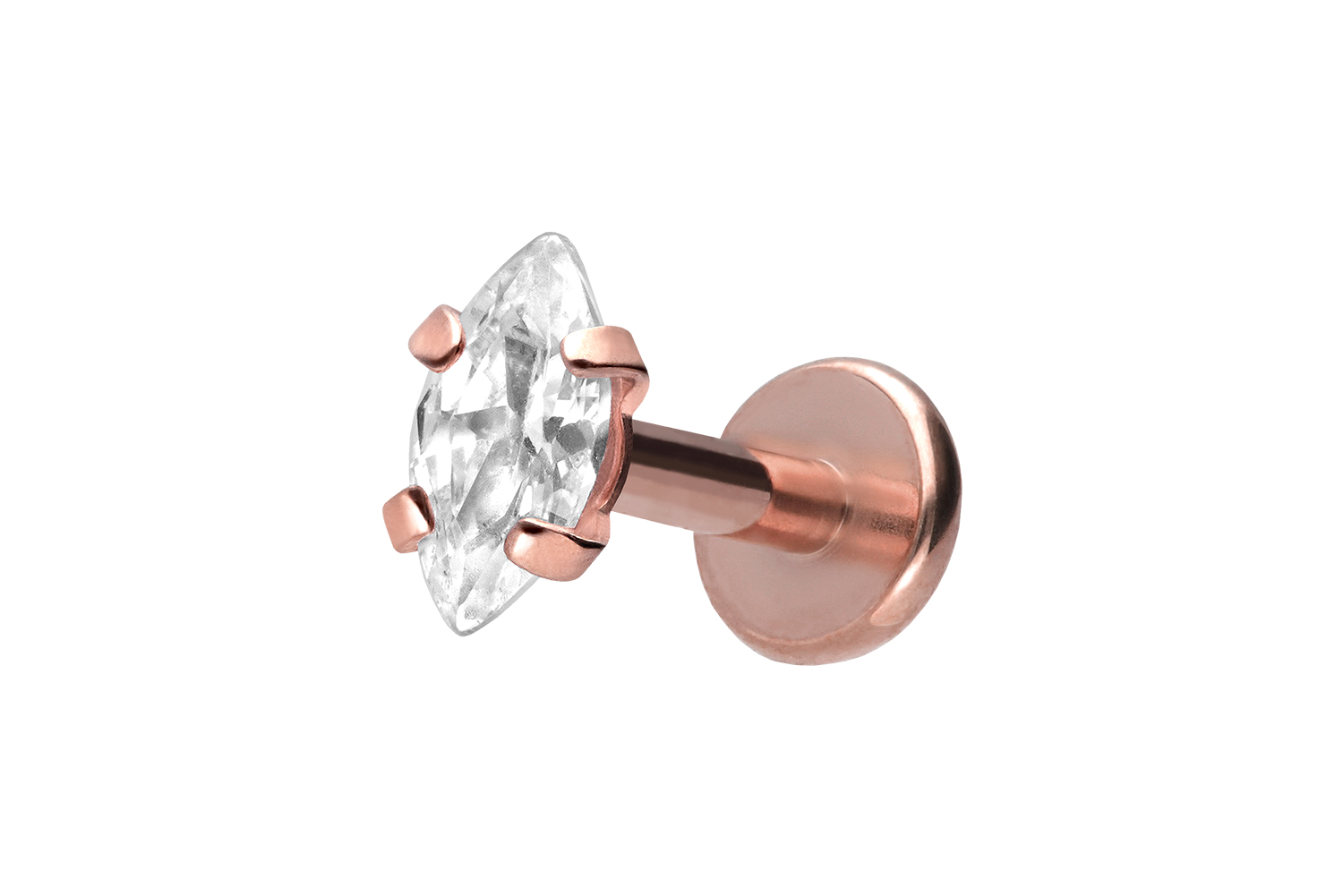 Titan Labret Piercing mit Innengewinde EINGEFASSTER KRISTALLTROPFEN